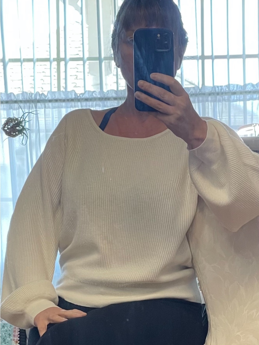 Babaton Cream Ribbed Scoop Neck Sweater